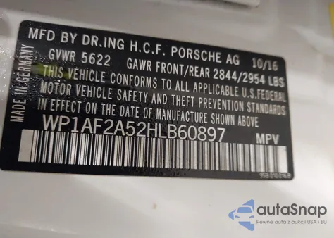 2017 Porsche Macan Turbo z USA, uszkodzony, nr VIN WP1AF2A52HLB60897